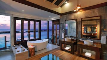 Sunset Water Villa with Pool | Bathroom | Separate bathtub and shower, jetted bath, rainfall showerhead