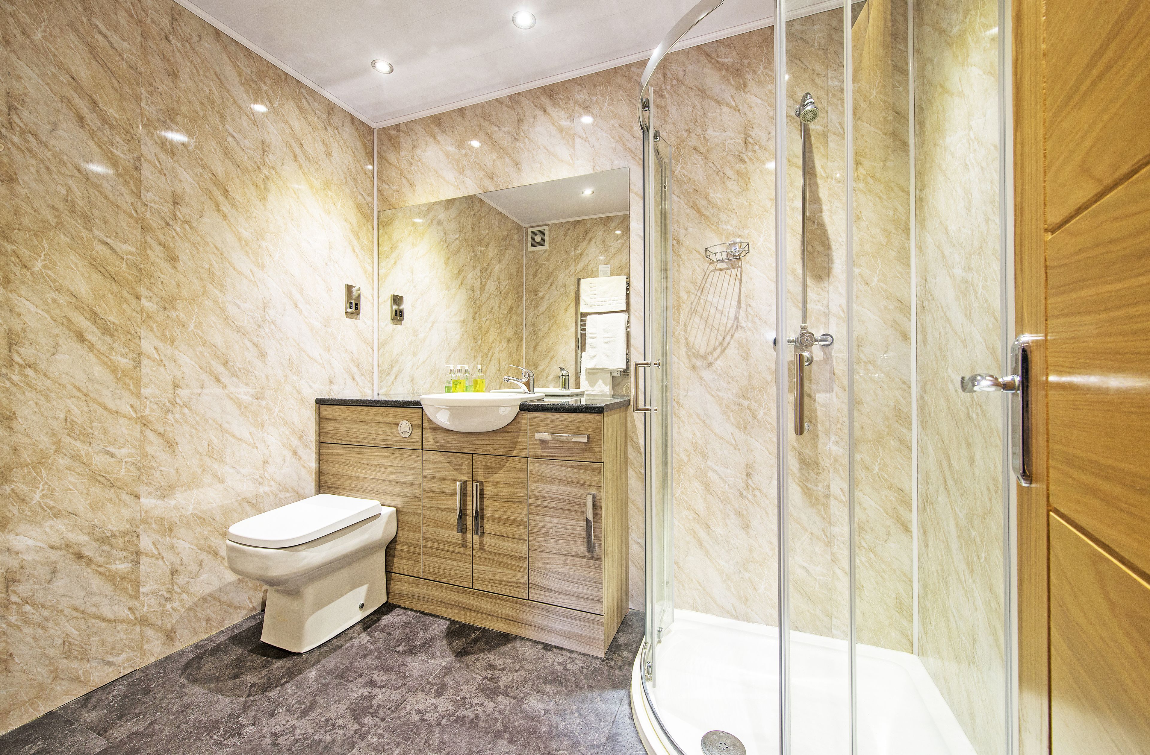 shower, free toiletries, towels