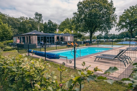 Outdoor pool, sun loungers