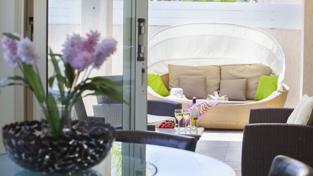 Villa, 3 Bedrooms (Michelle 7) | Living area | Plasma TV, DVD player - Protaras Villas Michelle (Paralimni)