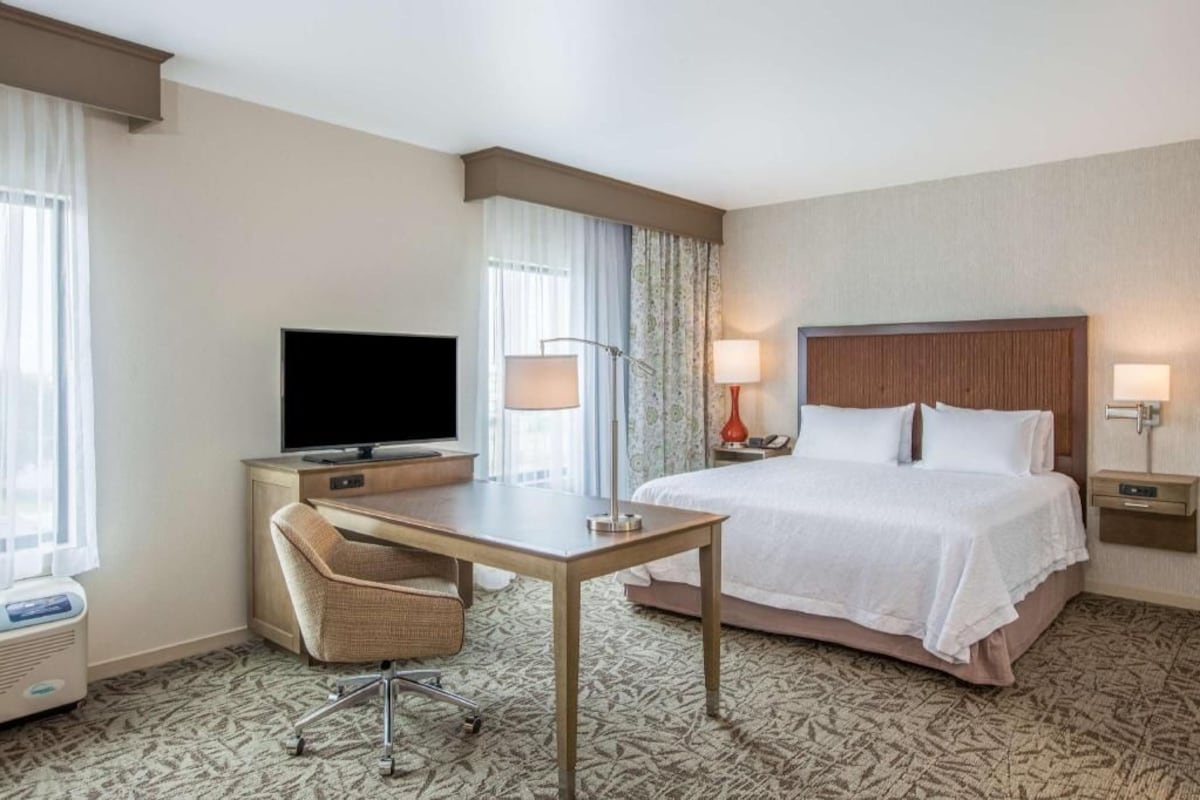 In-room safe, desk, laptop workspace, blackout drapes