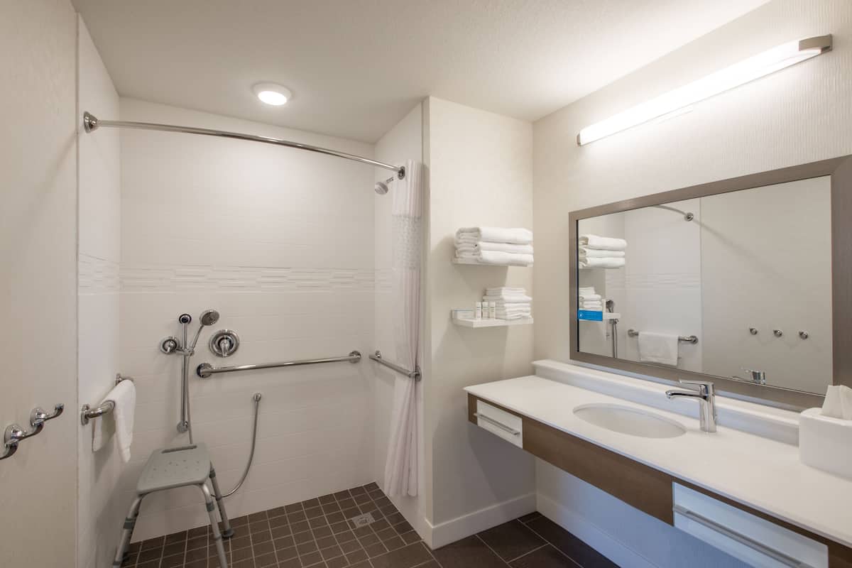 free toiletries, hair dryer, towels