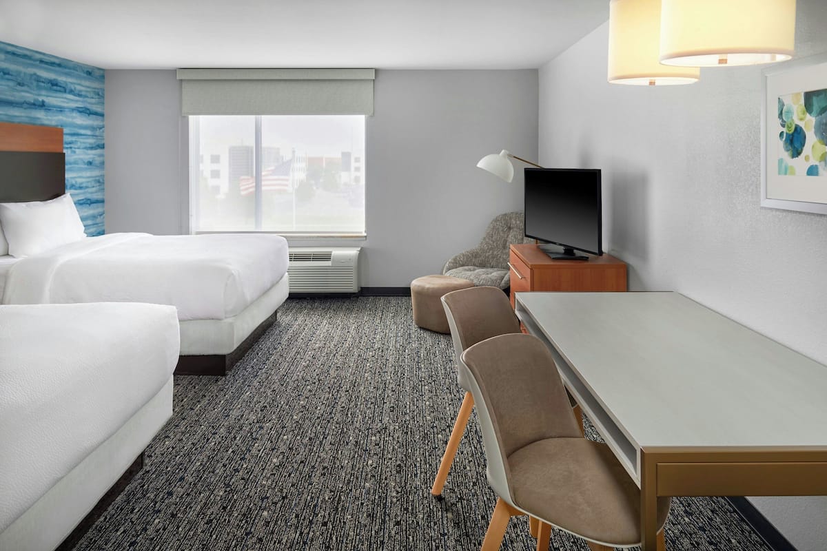Studio, 2 Queen Beds, City View | Premium bedding, pillowtop beds, iron/ironing board