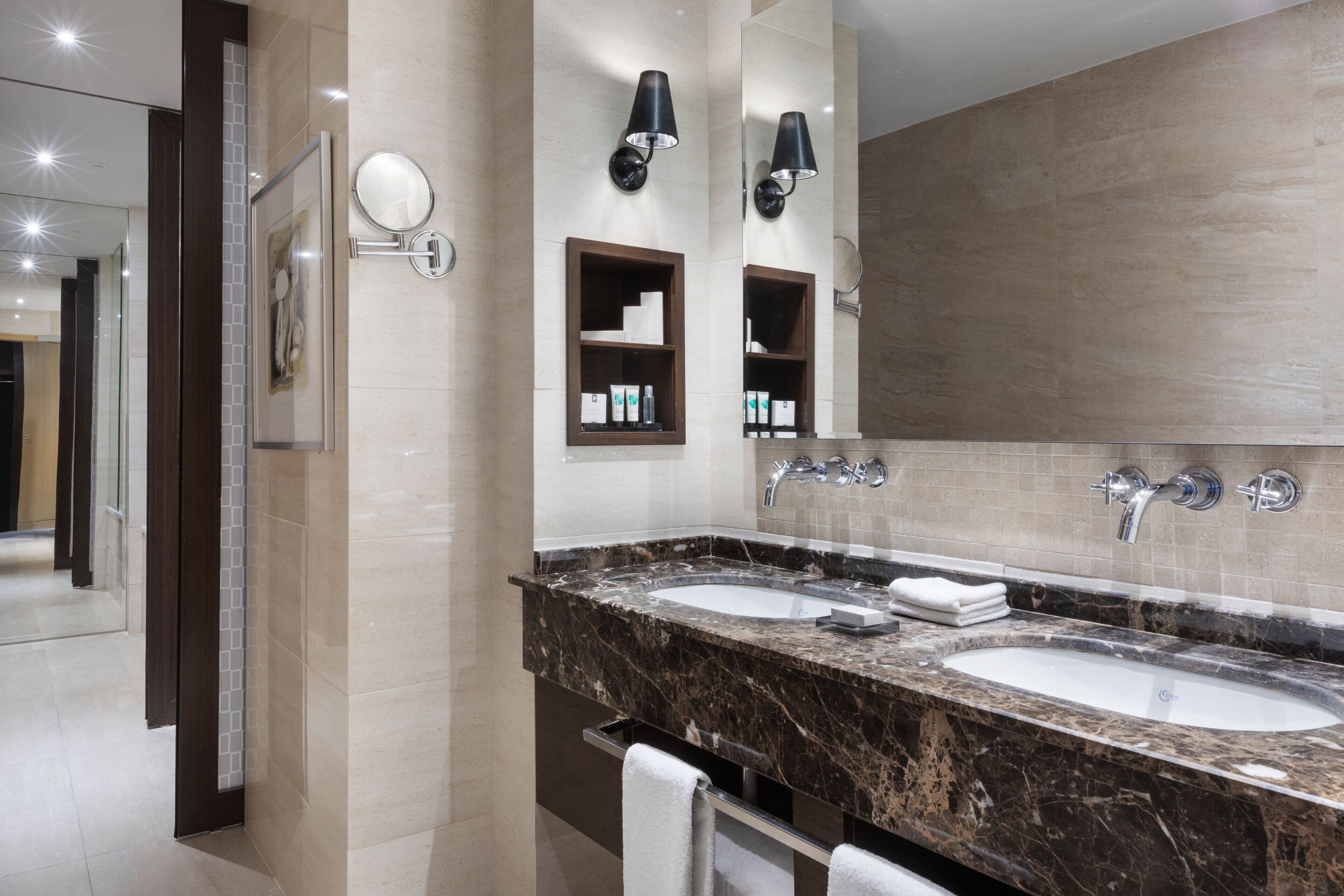 executive suite, 1 king bed with sofa bed | bathroom | shower, hair dryer, slippers, towels