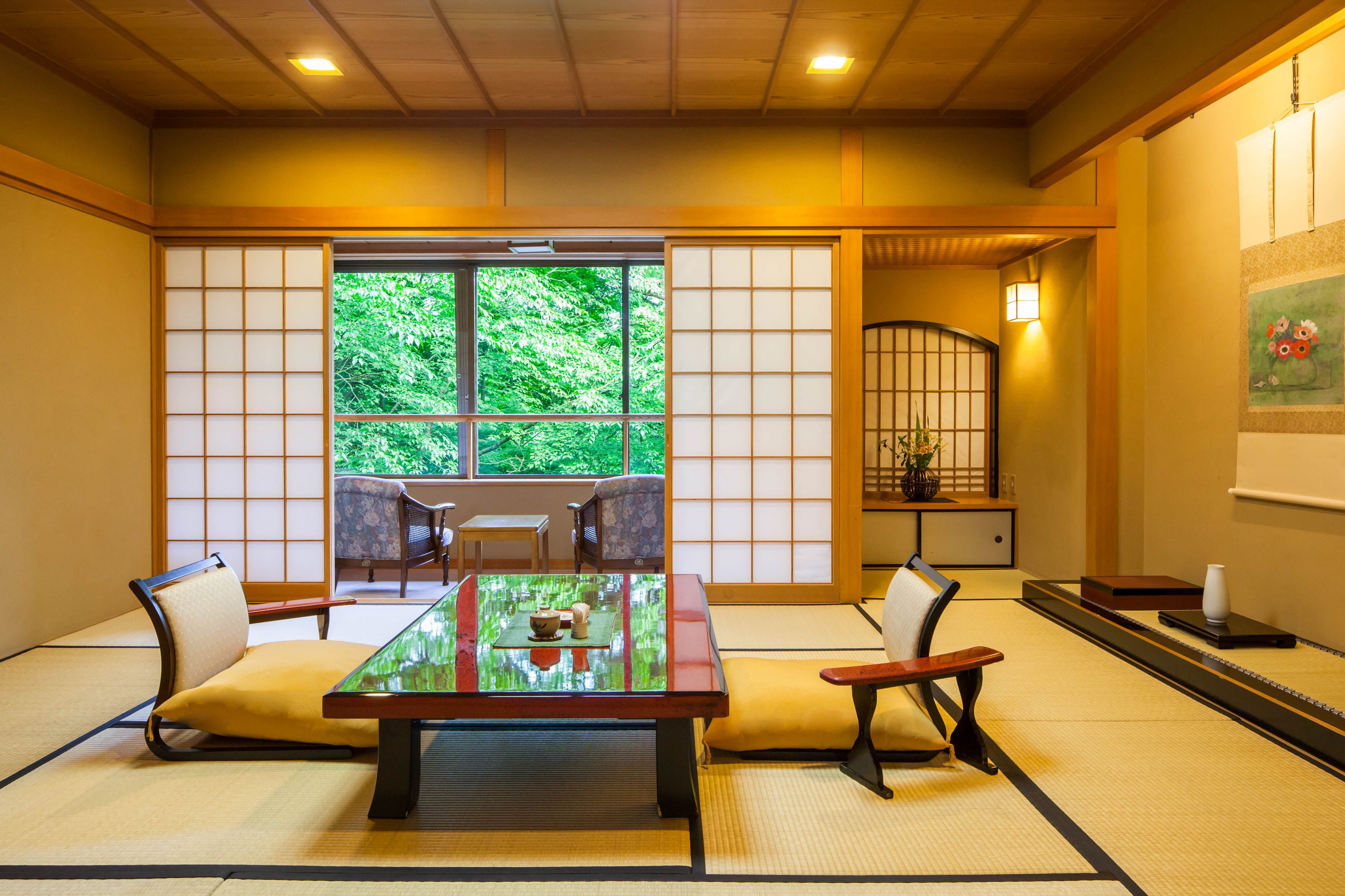 Japanese Style Room with Open Air Bath | Minibar, in-room safe, desk, blackout drapes