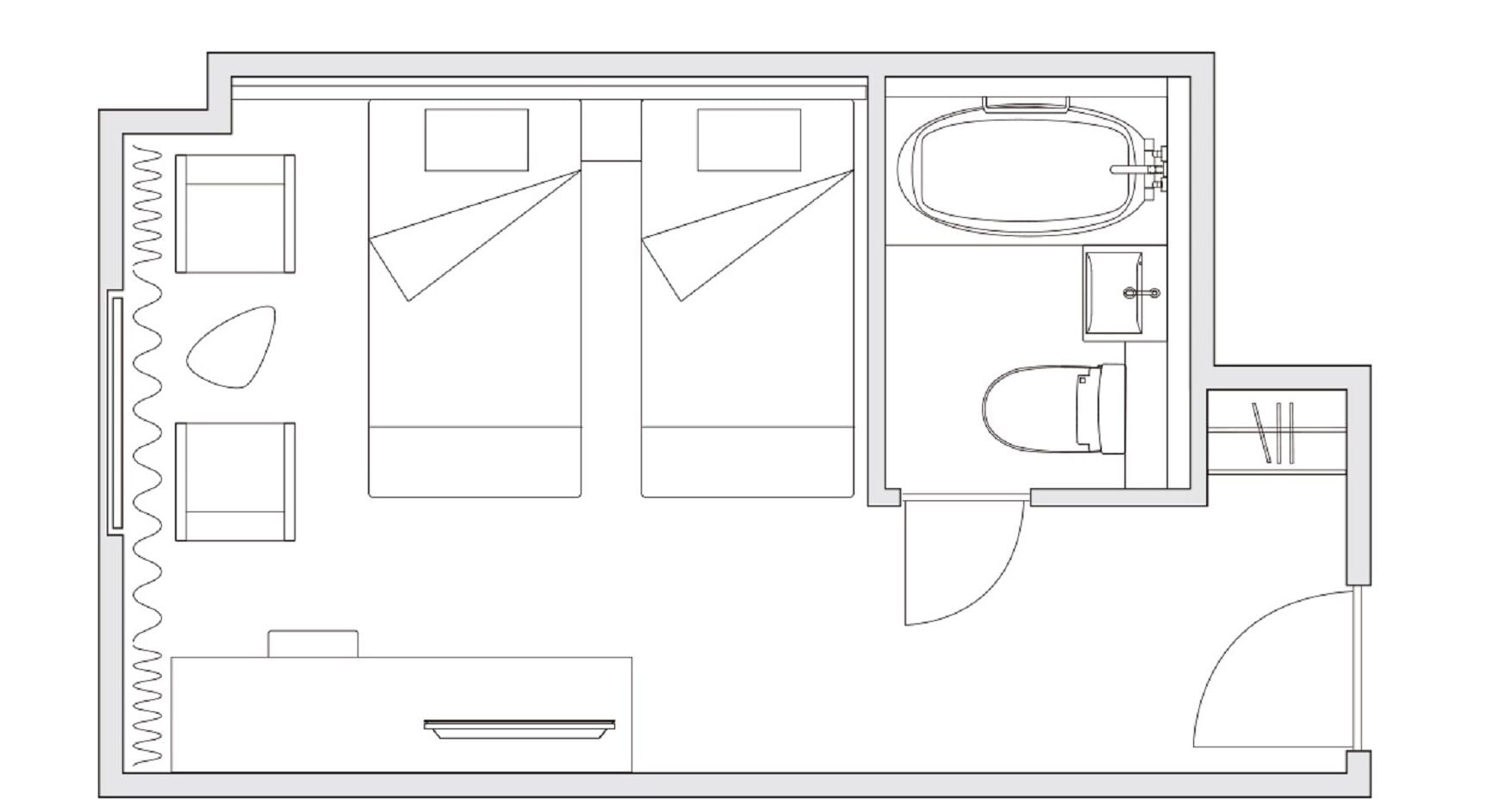 standard twin room non smoking | 1 bedroom, down duvets, in-room safe, desk