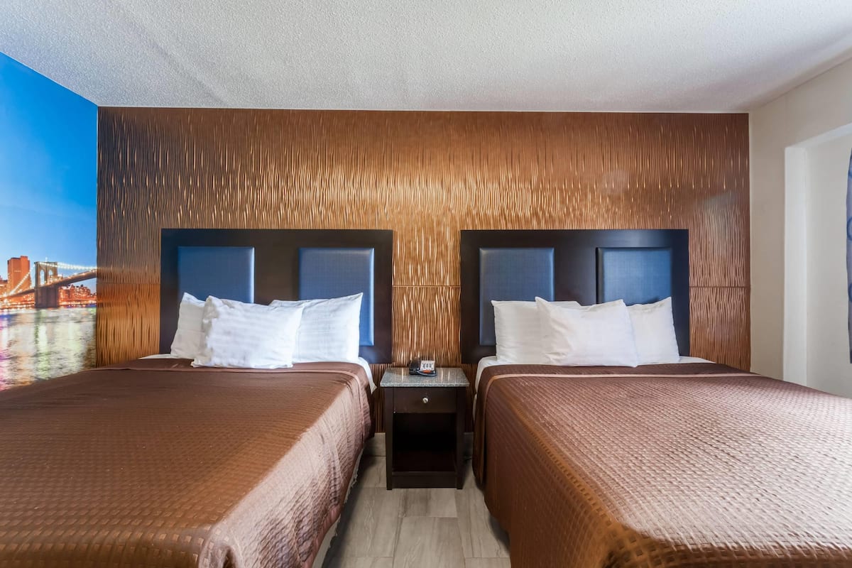 Room, 2 Queen Beds, Smoking | Desk, blackout drapes, iron/ironing board, free WiFi