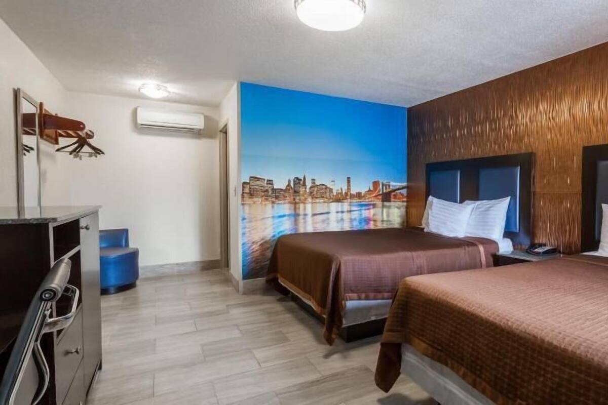 Desk, blackout drapes, iron/ironing board, free WiFi