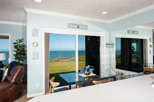 Condo, 2 Bedrooms, 2 Bathrooms, Ocean View (Ebb Tide) | Living area | Flat-screen TV, fireplace, DVD player