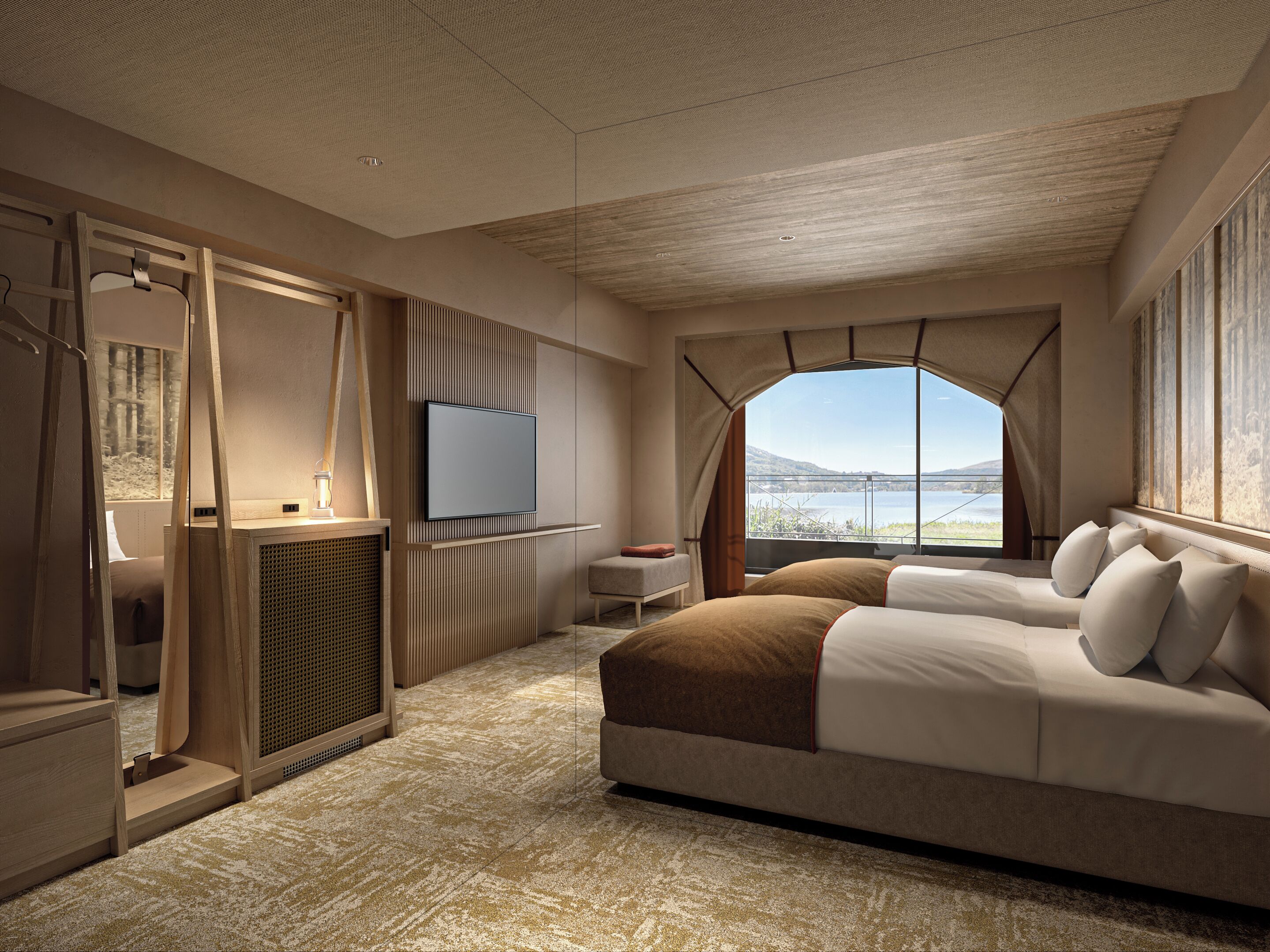 デラックス ツインルーム 禁煙 | WiFi (無料)、ベッドシーツ