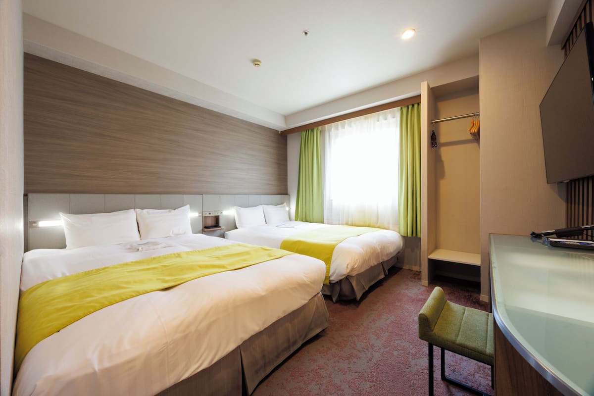 Twin Room, 2 Double Beds, Non Smoking | Blackout curtains, free WiFi, bed sheets