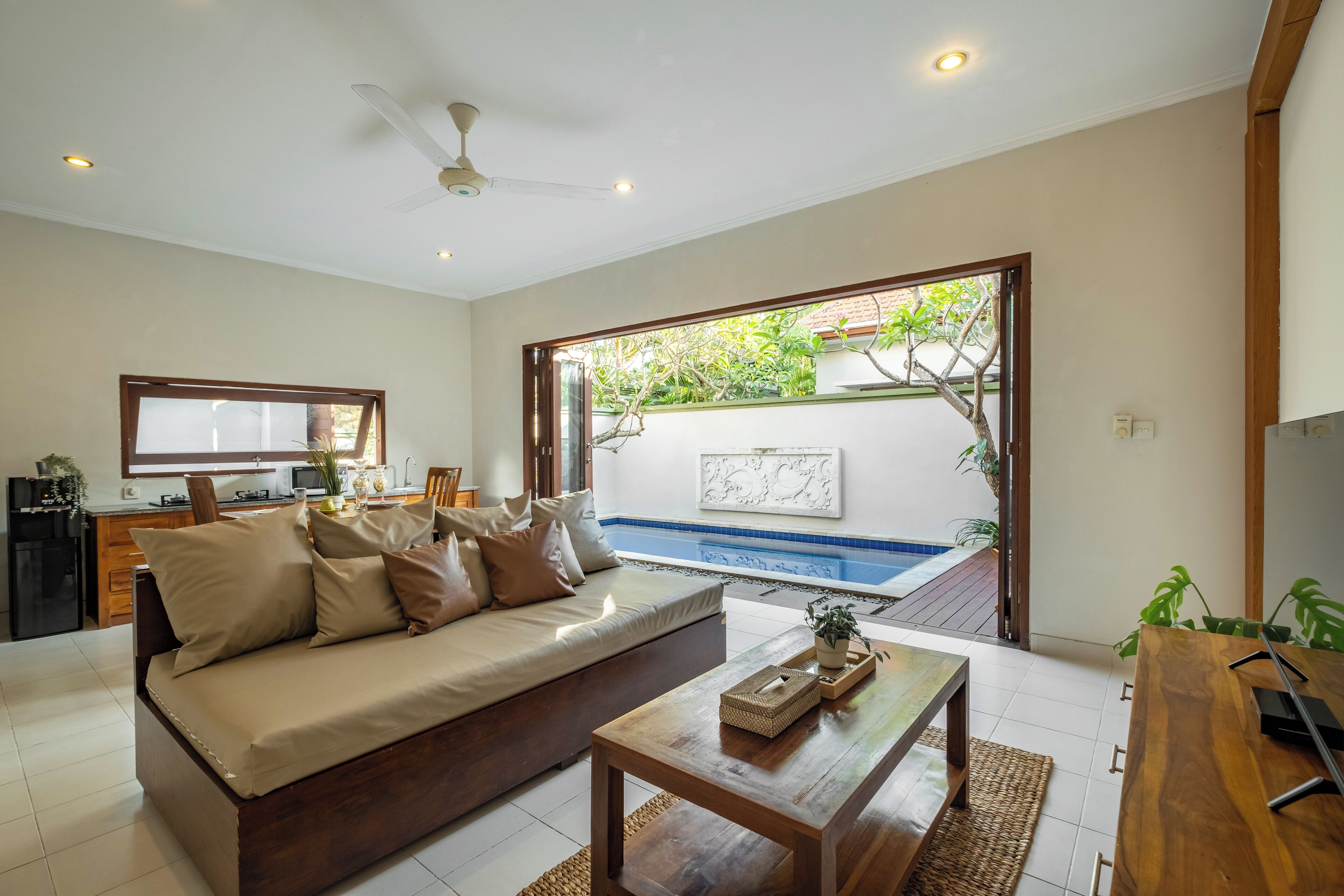 Villa Signature, 1 chambre, piscine privée, vue piscine | Coin séjour