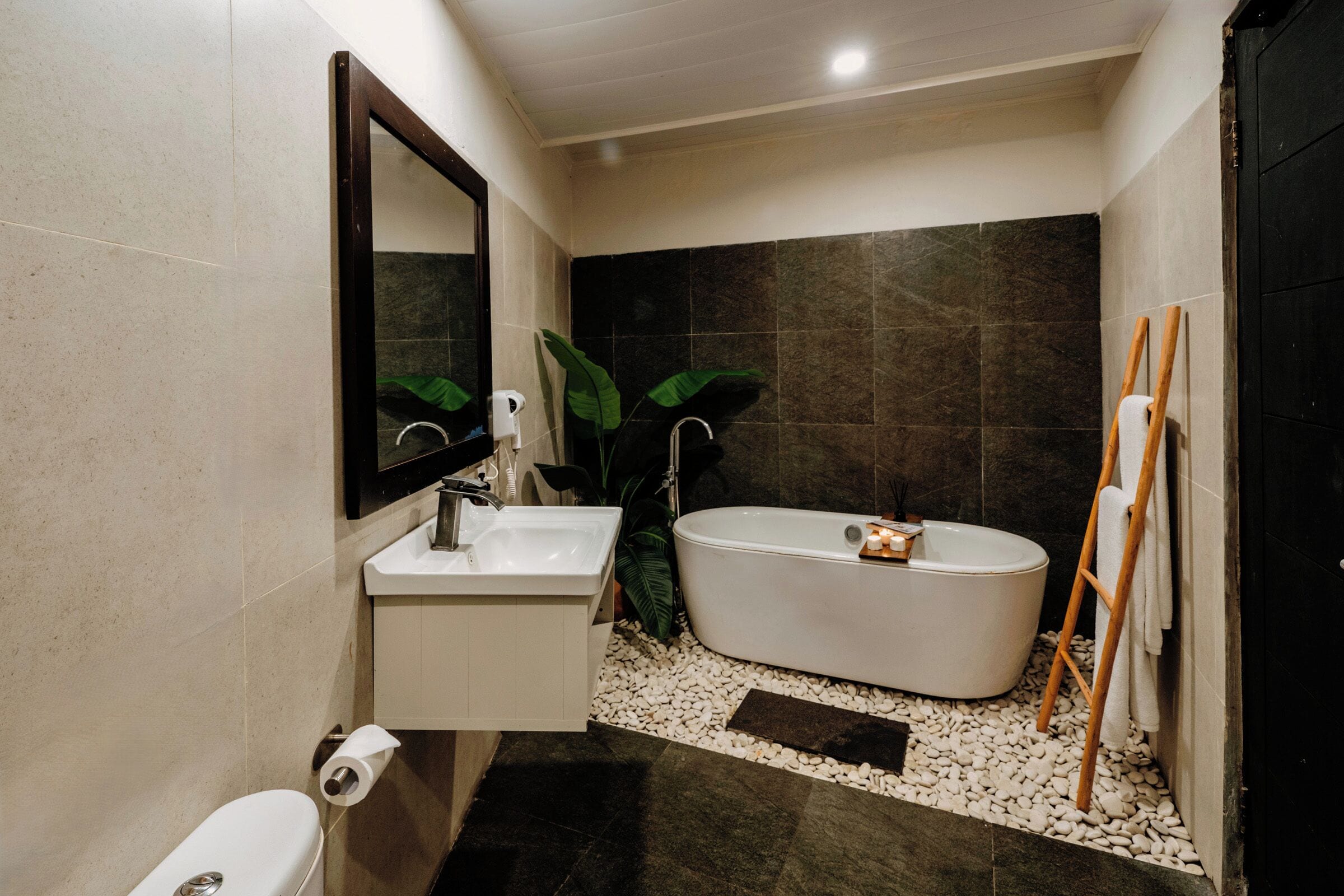 Villa Premier, 2 habitaciones, alberca privada, vista a la alberca | Baño | Tina y regadera independientes y amenidades de baño gratuitas 
