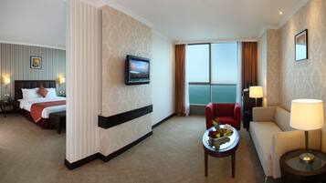 Junior Suite, 1 Bedroom, Jetted Tub, Sea View | 1 bedroom, Egyptian cotton sheets, premium bedding, in-room safe