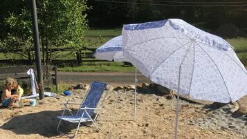Private beach, sun-loungers, beach umbrellas, fishing