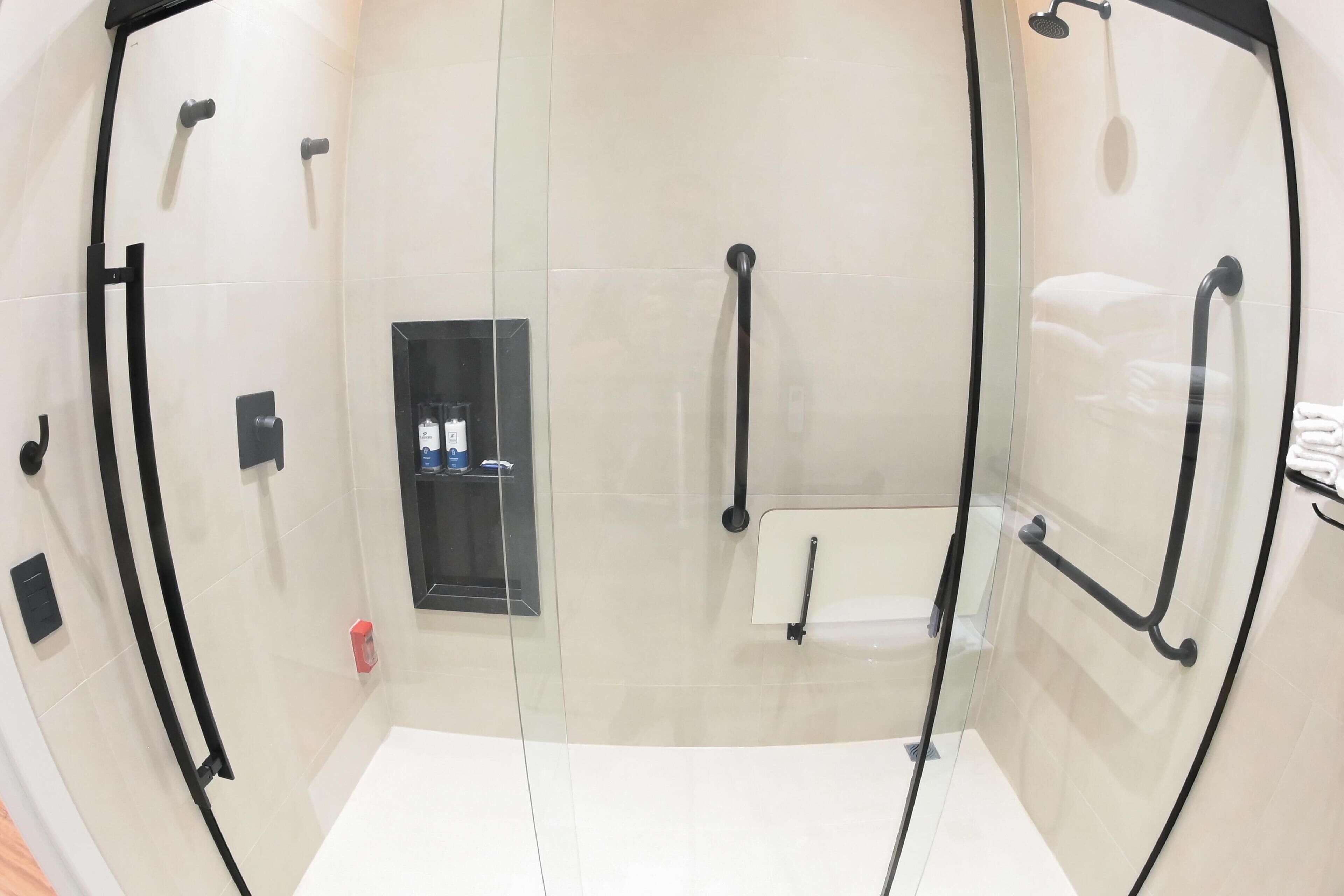 Bathroom | Shower, free toiletries, hair dryer, towels
