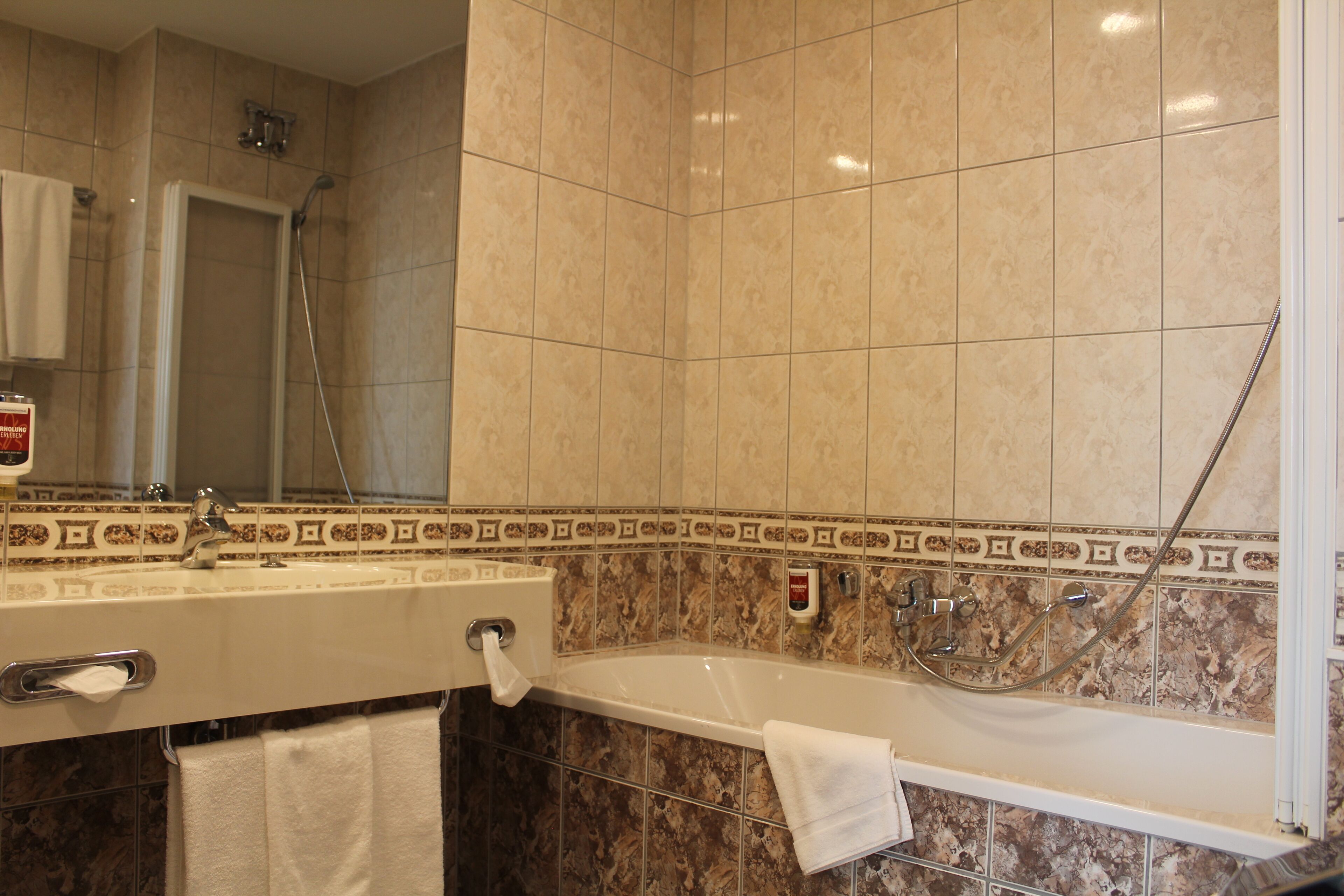 comfort double room | bathroom | free toiletries, hair dryer, towels, soap