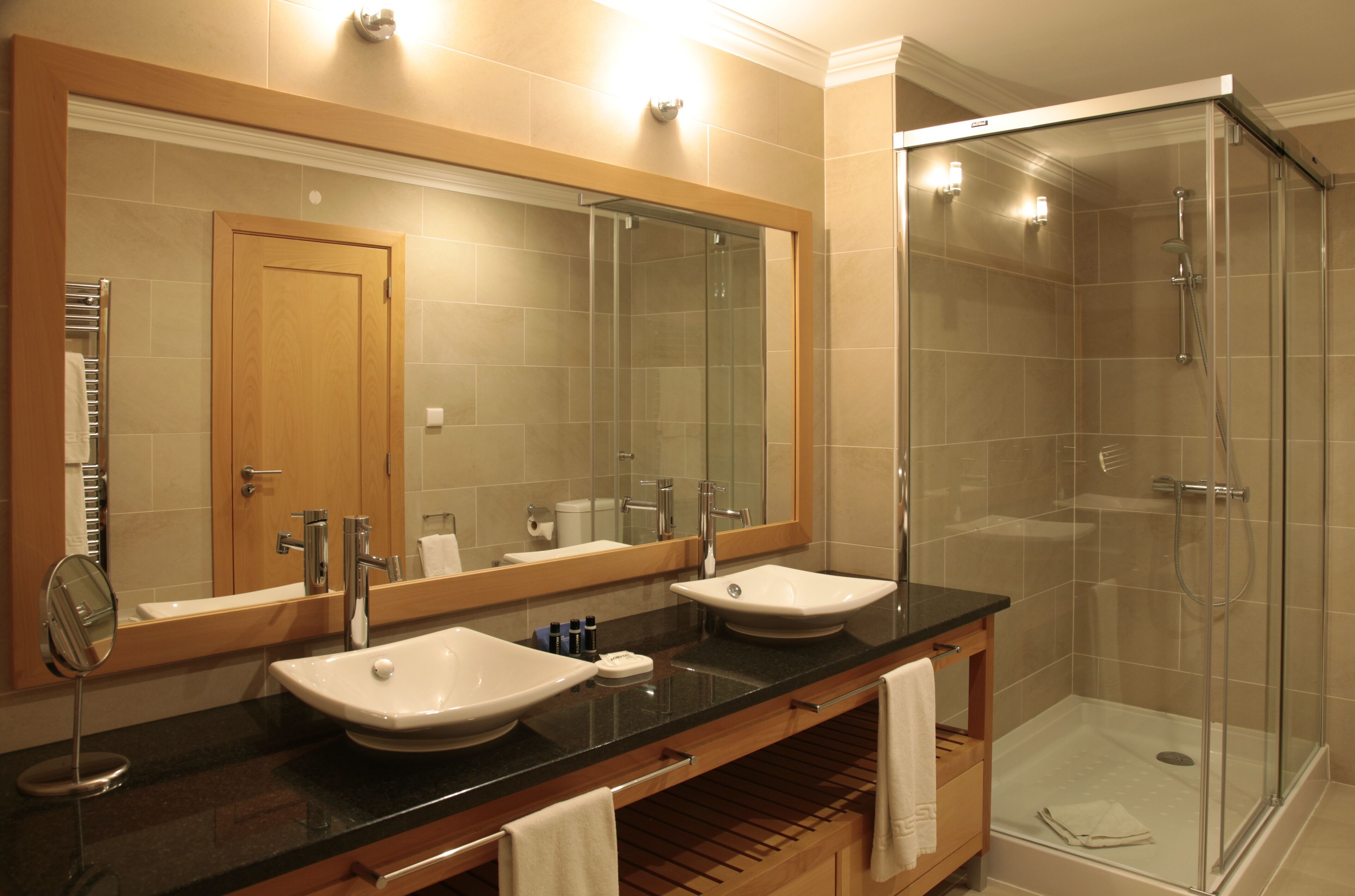 free toiletries, hair dryer, bidet, towels