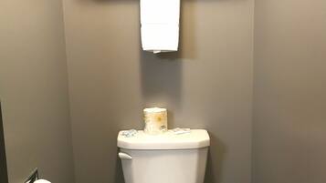 Douche, articles de toilette gratuits, serviettes fournies