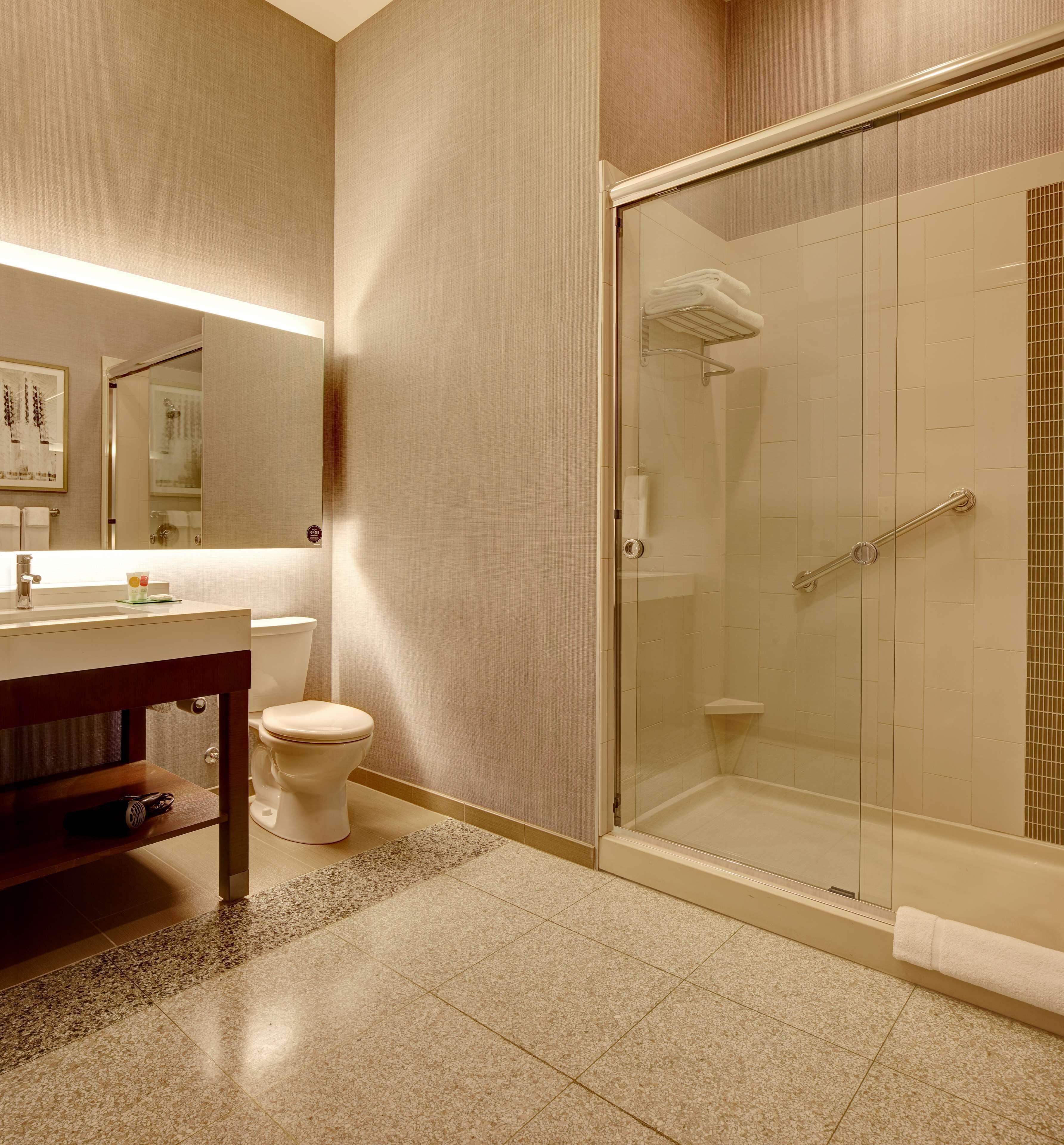 free toiletries, hair dryer, towels, soap