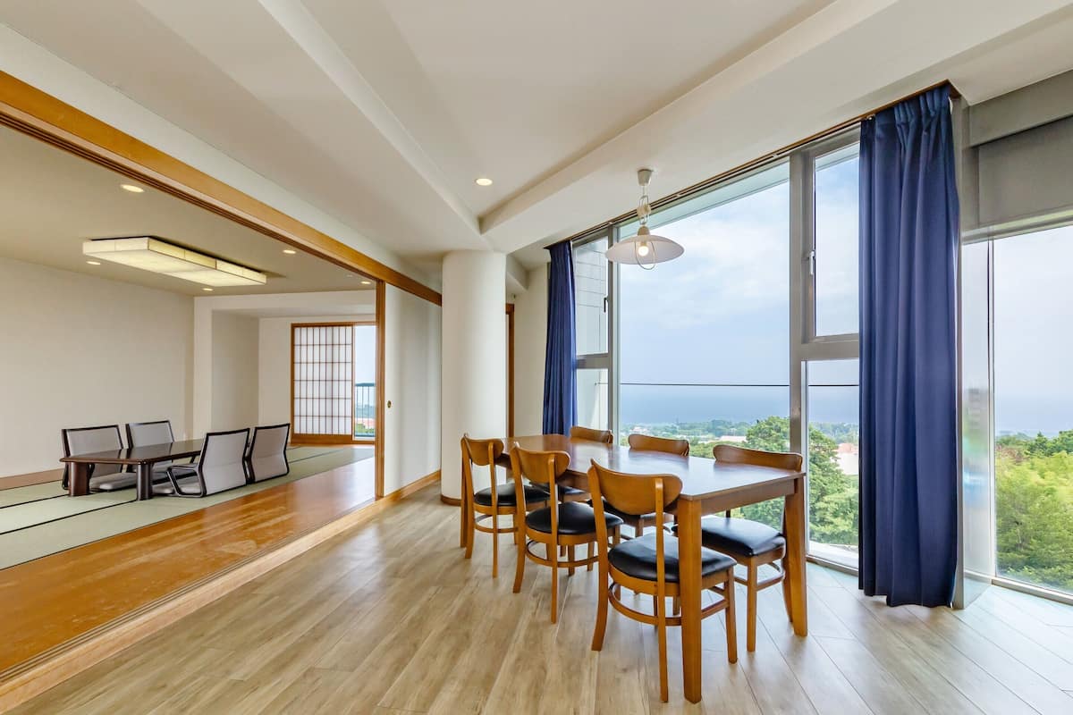 Quarto luxo, para não fumantes, vista para o oceano (Top floor, Japanese-Western-Style) | 1 quarto, roupa de cama