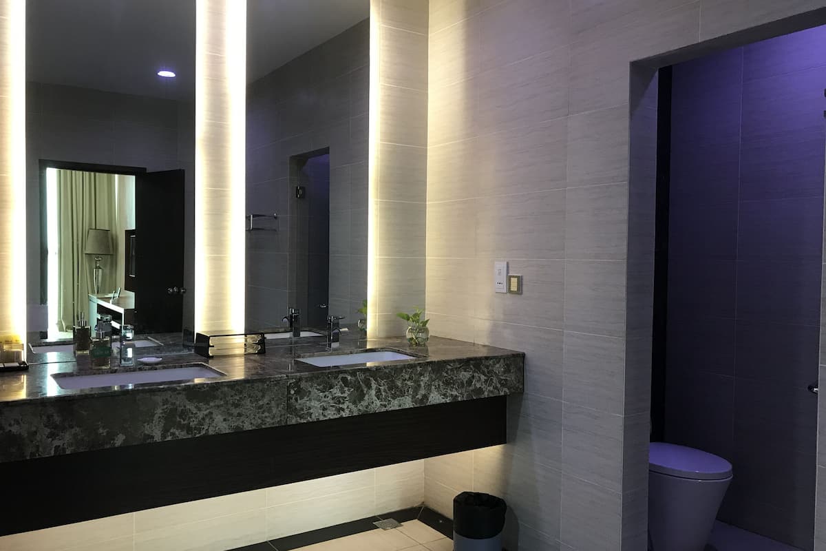 free toiletries, bathrobes, slippers, towels