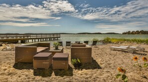 Private beach, sun-loungers