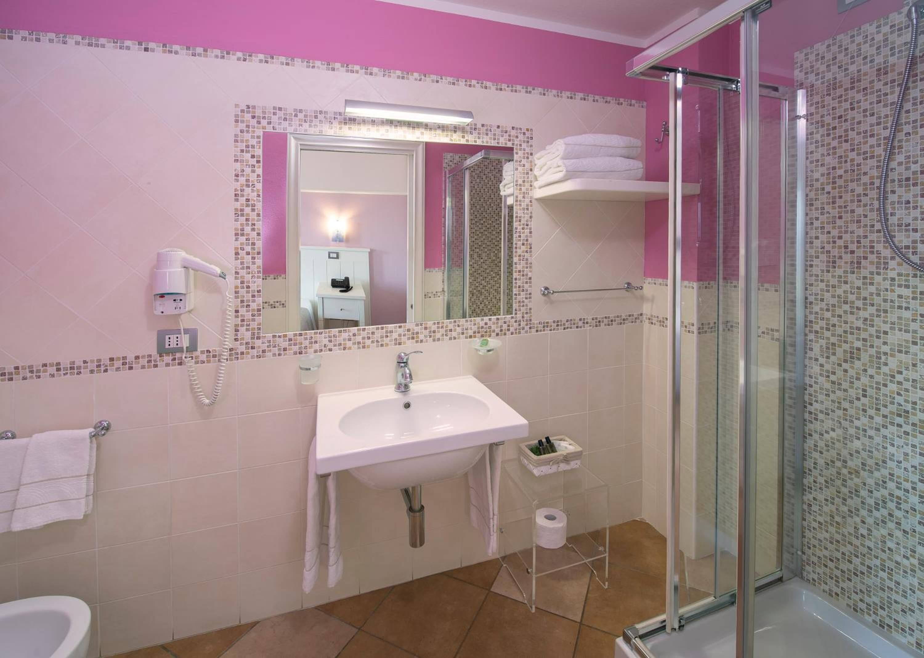 shower, free toiletries, hair dryer, bidet