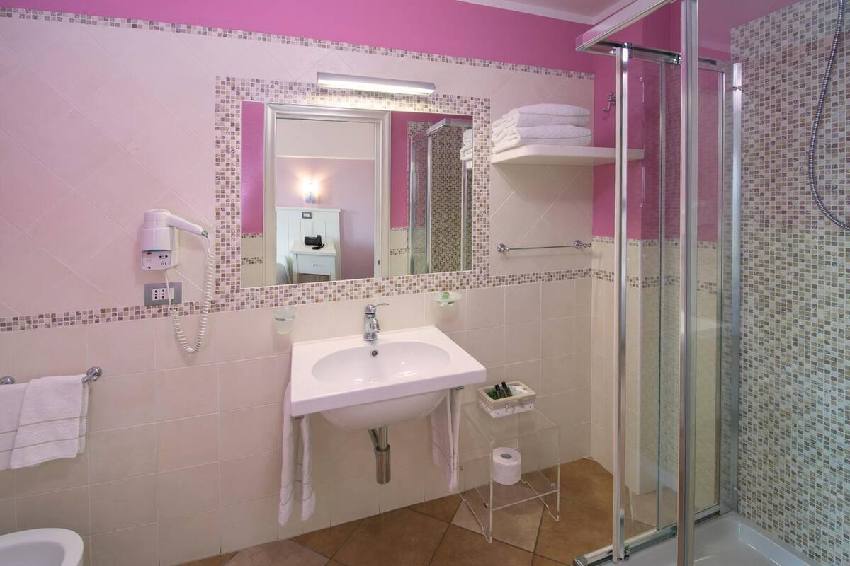 shower, free toiletries, hair dryer, bidet