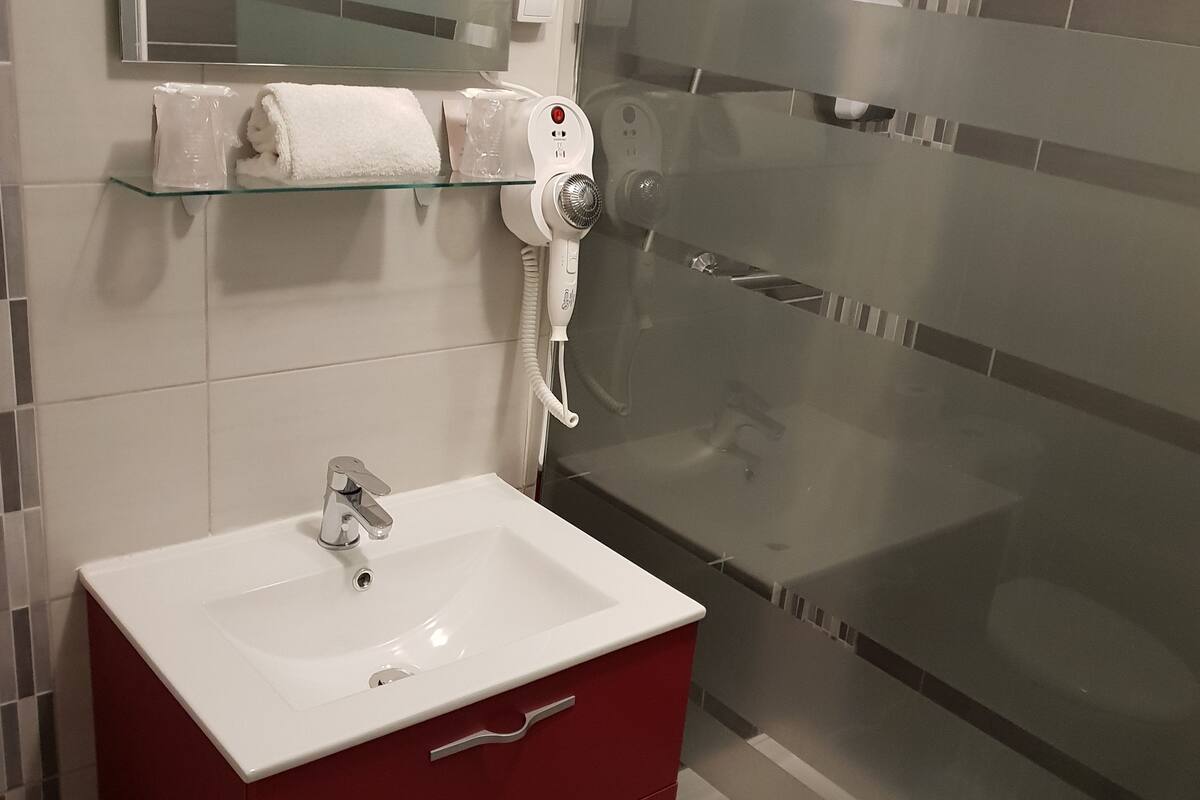 standard double or twin room | bathroom | combined shower/bathtub, free toiletries, hair dryer, towels