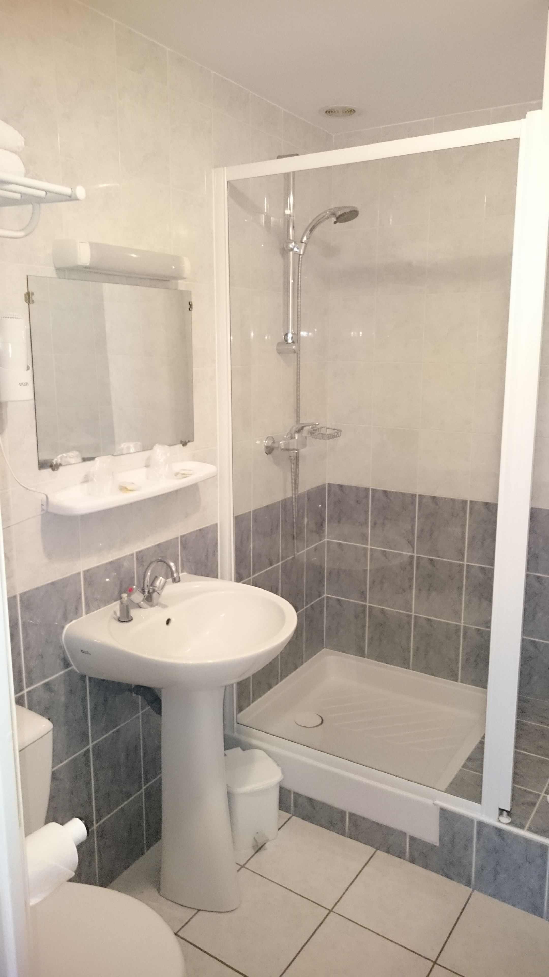 standard double room | bathroom | shower, free toiletries, hair dryer, towels