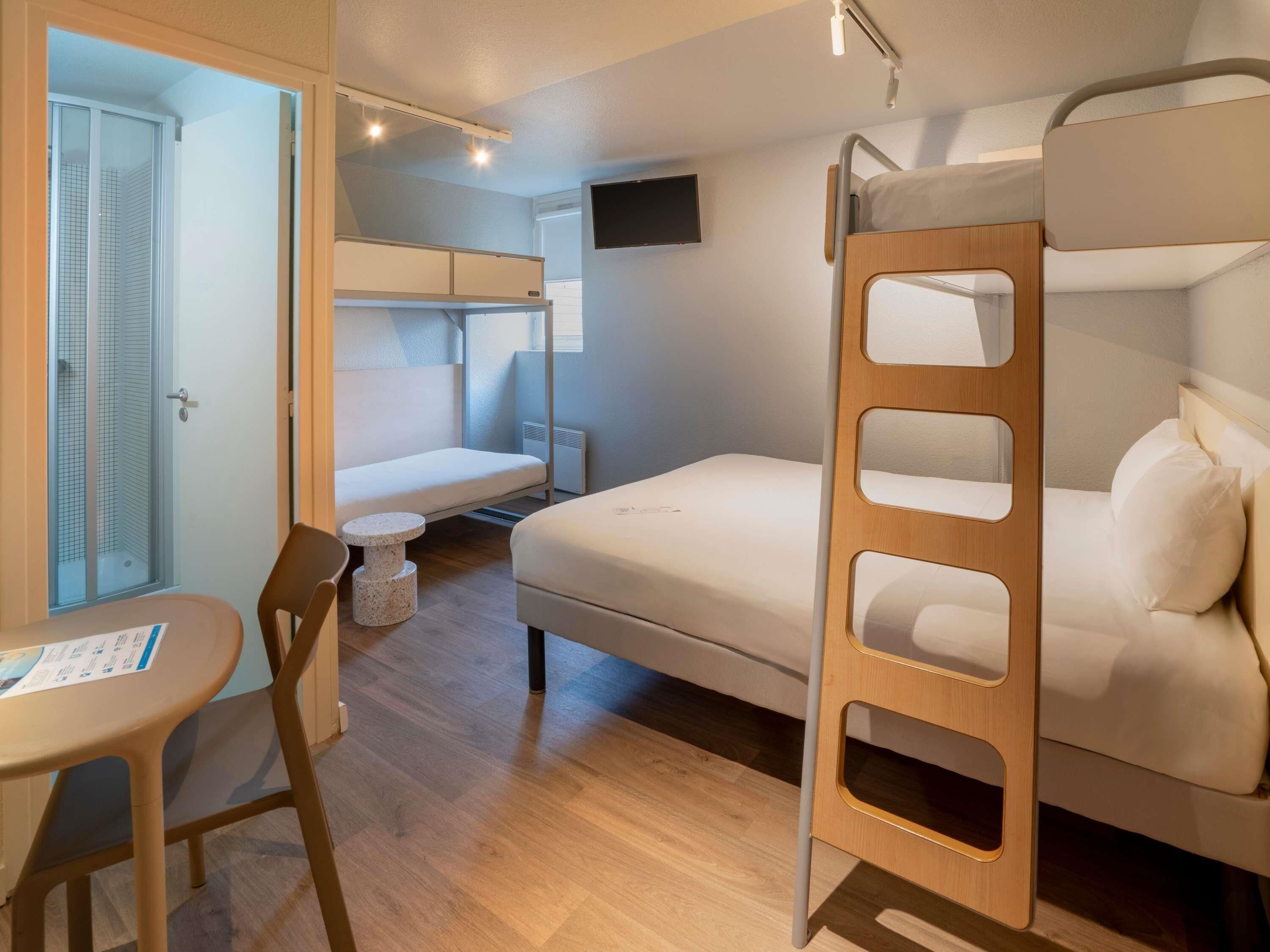 Family Room, 2 Double Beds | Desk, free cots/infant beds, free WiFi, bed sheets