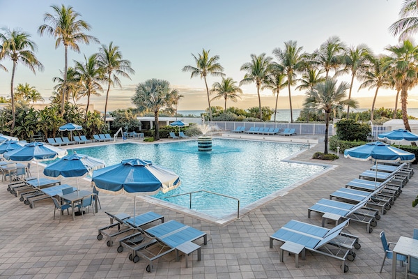 Outdoor pool, sun loungers