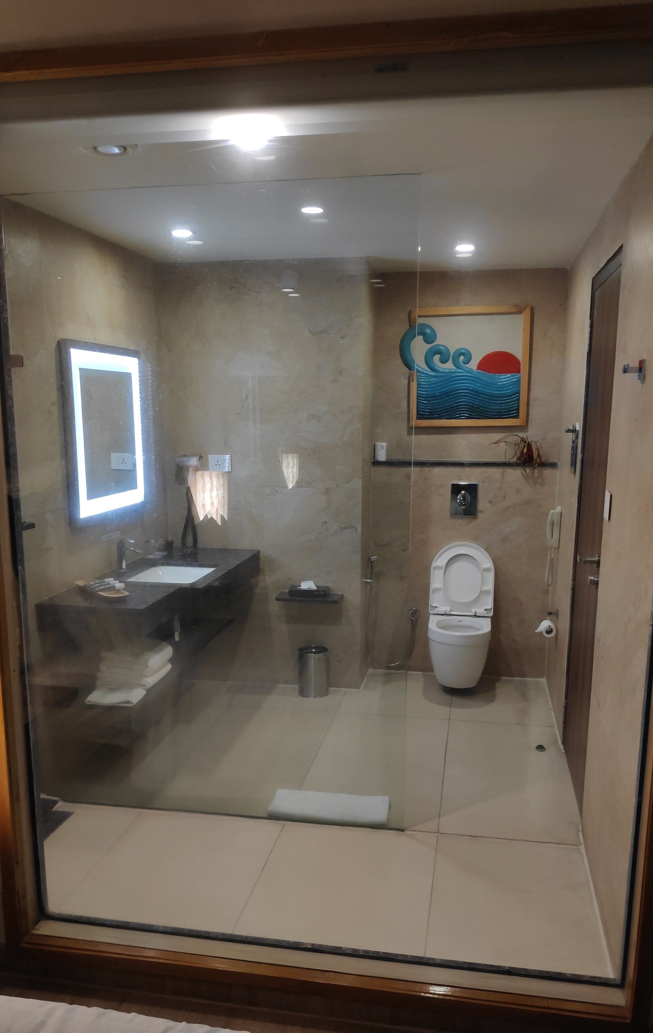 deluxe double room, 1 double bed, balcony, oceanfront | bathroom | shower, eco-friendly toiletries, hair dryer, bathrobes