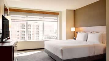 1 bedroom, hypo-allergenic bedding, down comforters, in-room safe