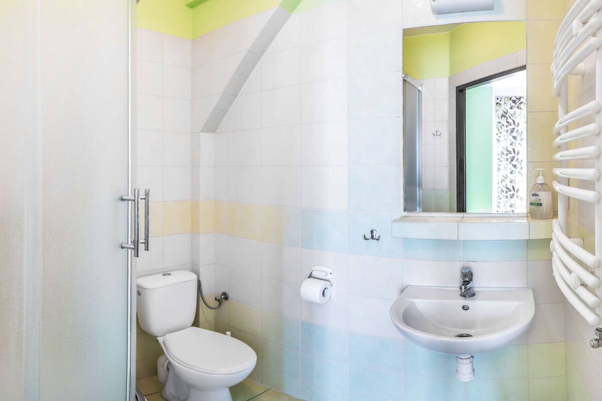 basic single room | bathroom | shower, towels