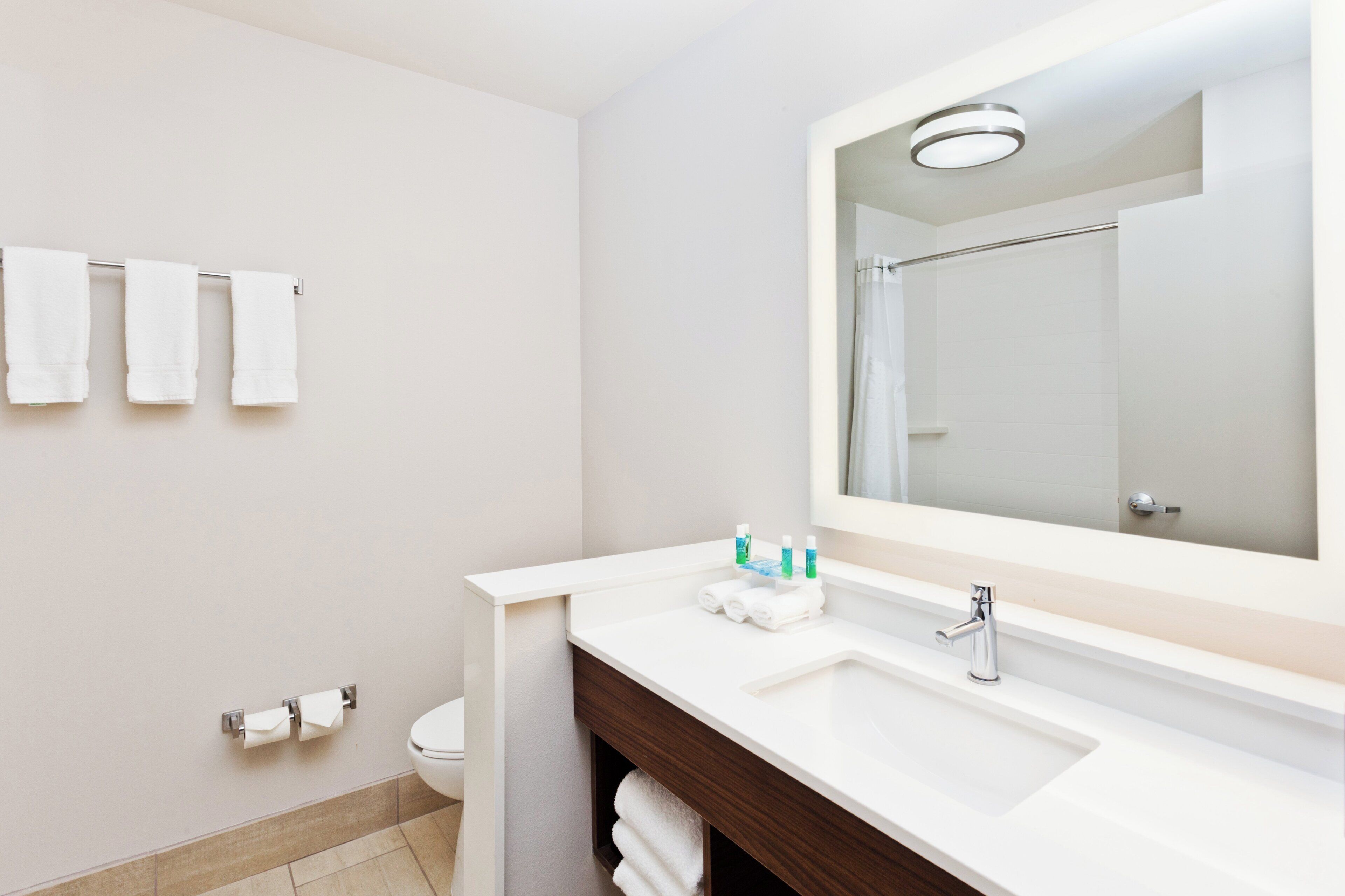 A bathroom with a white sink, a mirror, and a toilet.