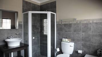 Shower, free toiletries, towels