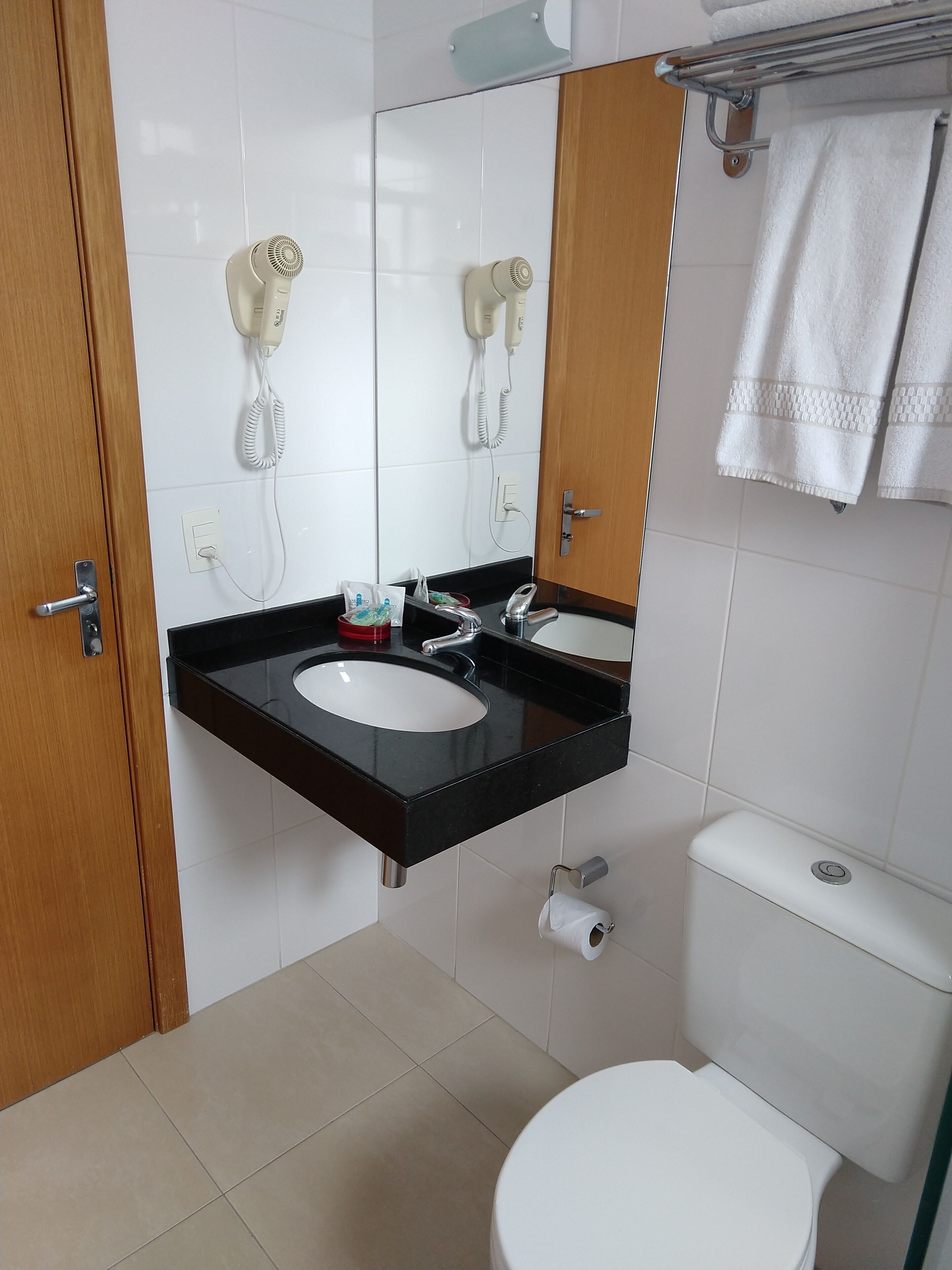 superior double room | bathroom | shower, free toiletries, hair dryer, towels