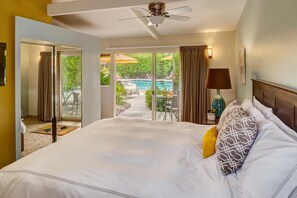 Classic Studio Suite, Pool View | Premium bedding, in-room safe, blackout curtains, soundproofing