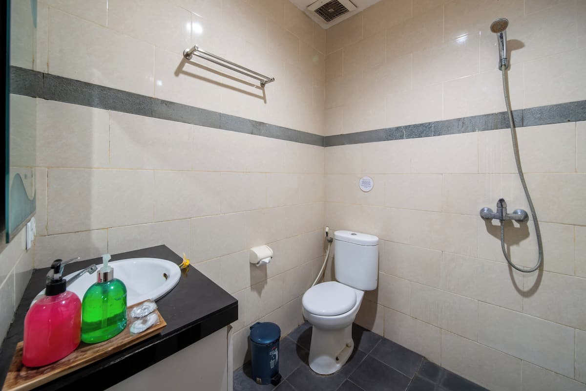 deluxe room | bathroom | shower, free toiletries, towels