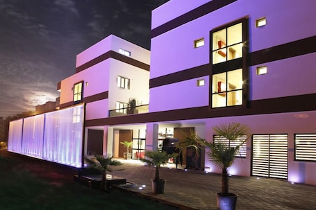 Front of property - evening/night. Fayton Hotel