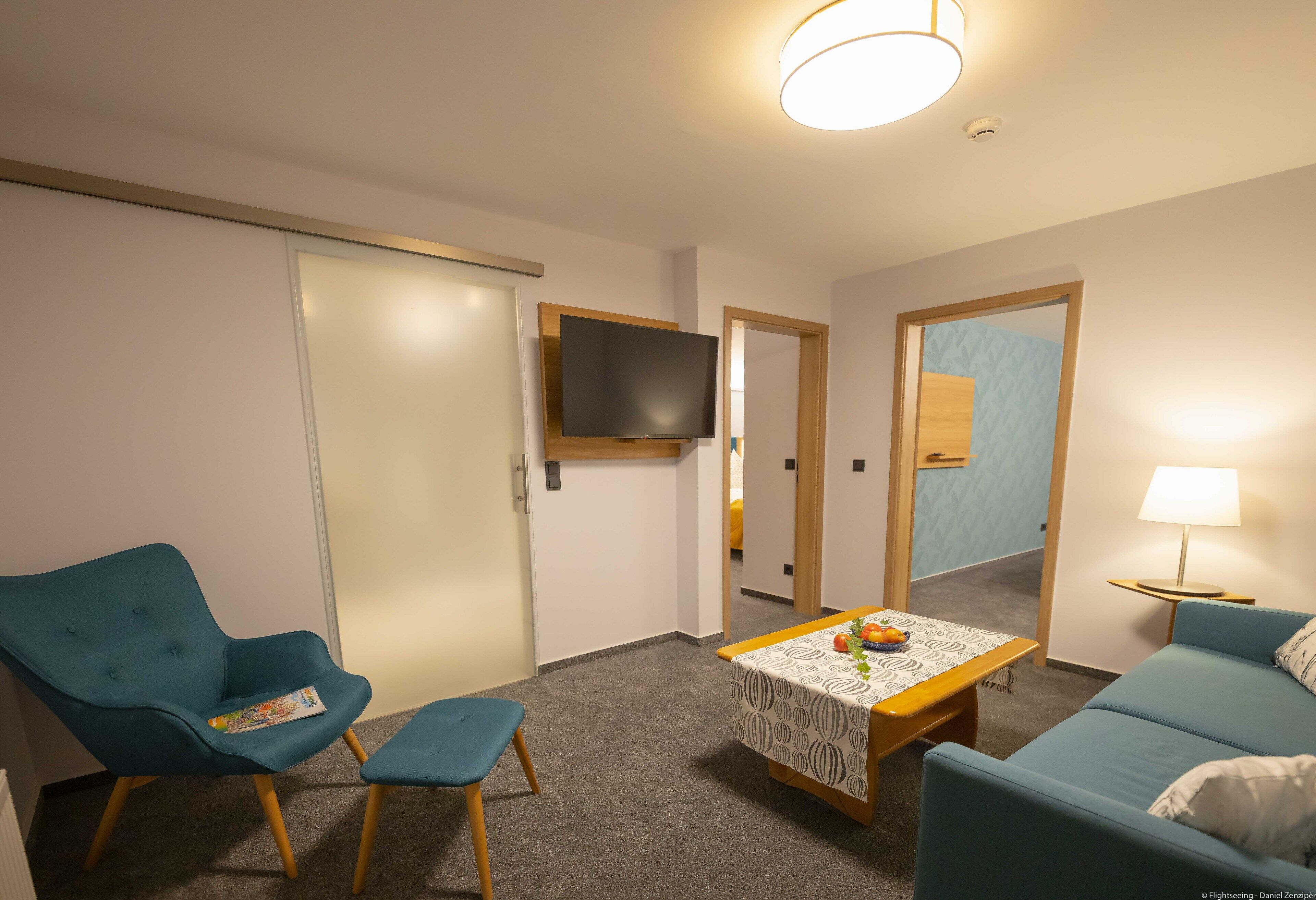 family room | living area | 43-inch smart tv with satellite channels, tv