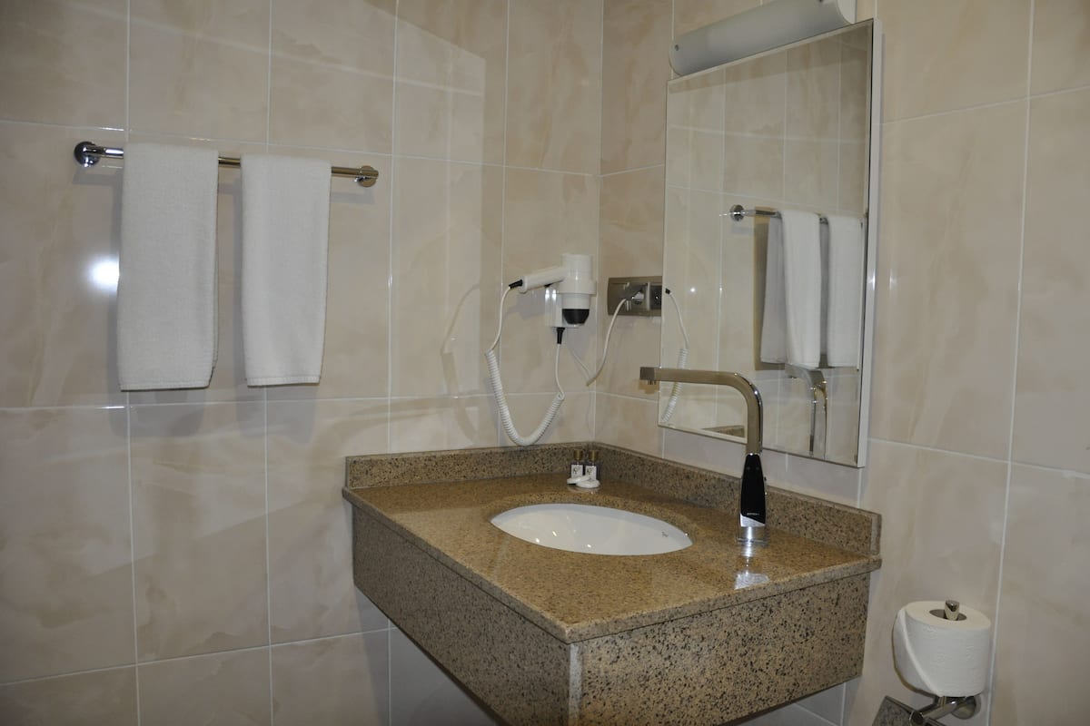 standard double room | bathroom | shower, free toiletries, hair dryer, slippers
