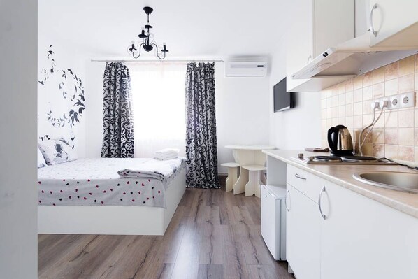 舒适开间, 1 张大床 | 办公桌、笔记本电脑工作区、熨斗/熨衣板、免费 WiFi