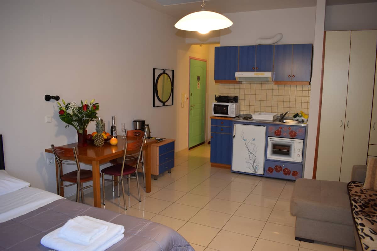 Standard-Apartment, Balkon, Stadtblick | Minikühlschrank