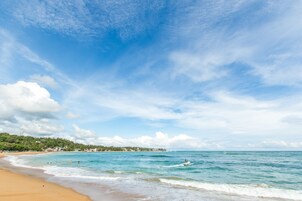On the beach, scuba diving