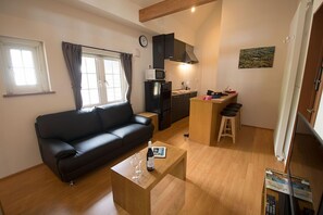 Estúdio (Loft + 2 Japanese Futons) | Área de estar | TV de tela plana, Netflix, dock para iPod
