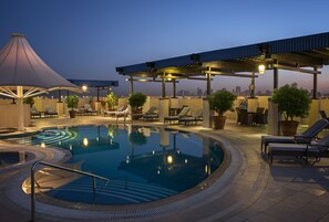Outdoor pool, open 8:00 AM to 6:00 PM, pool loungers - Grand Excelsior Hotel Deira (Dubai)