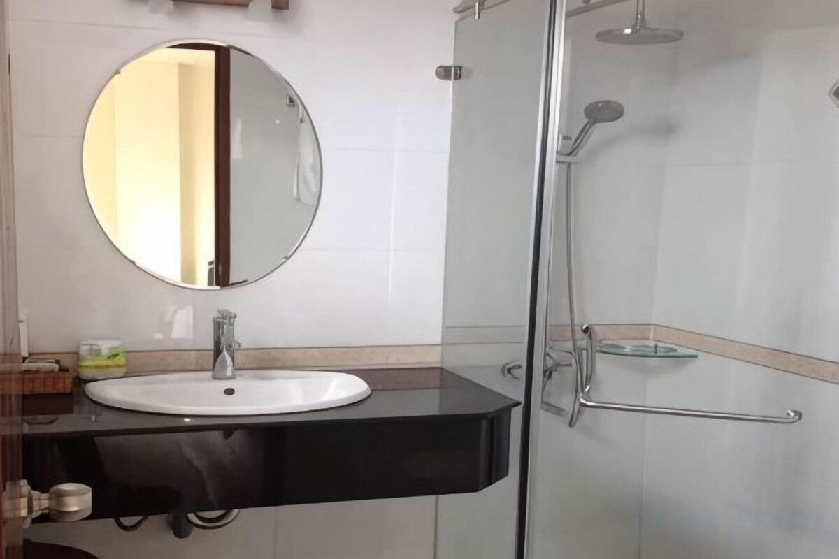 Bathroom | Shower, hydromassage showerhead, designer toiletries, hair dryer